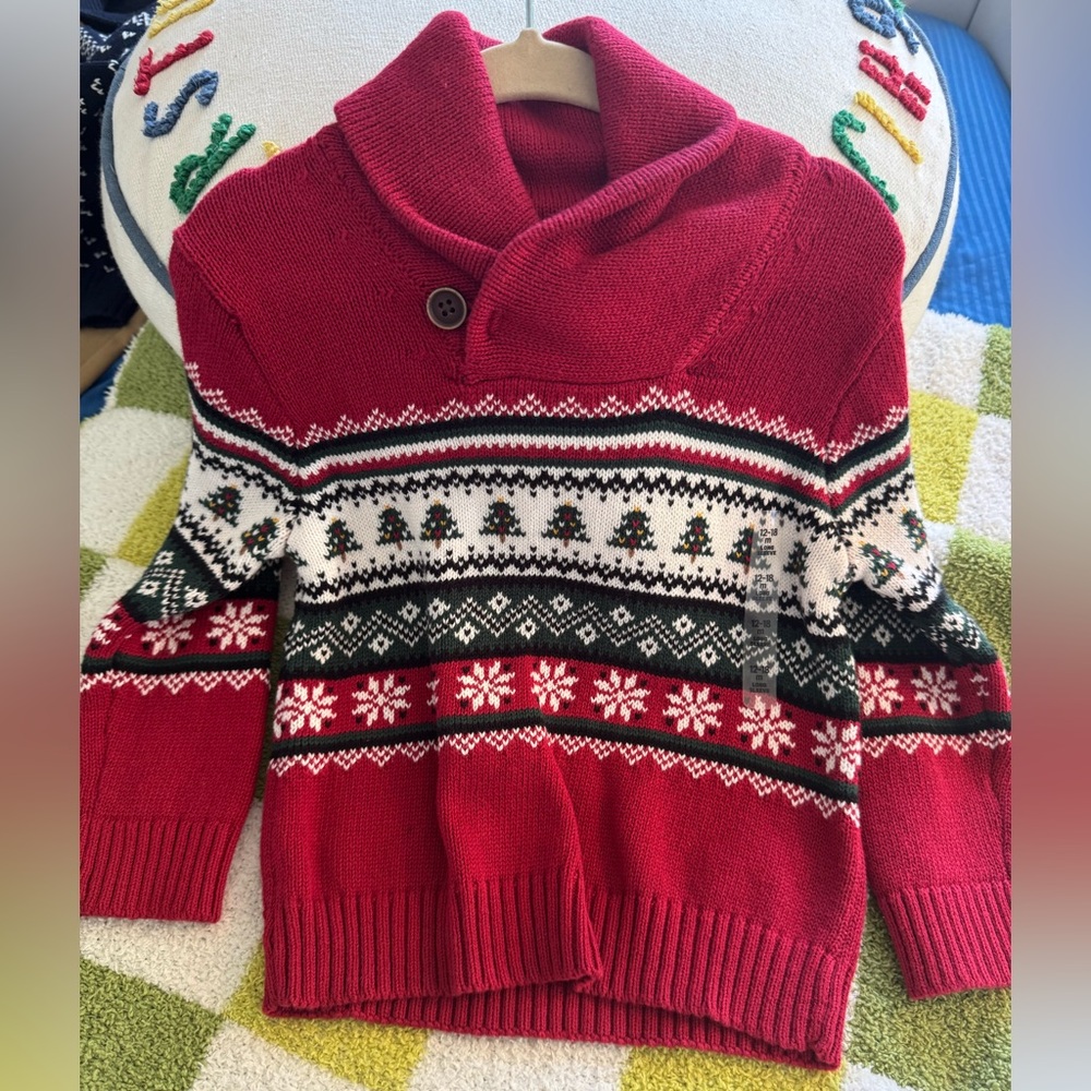 The Children's Place Red Shawl Collar Sweater NWT Baby Boys Size 12-18M